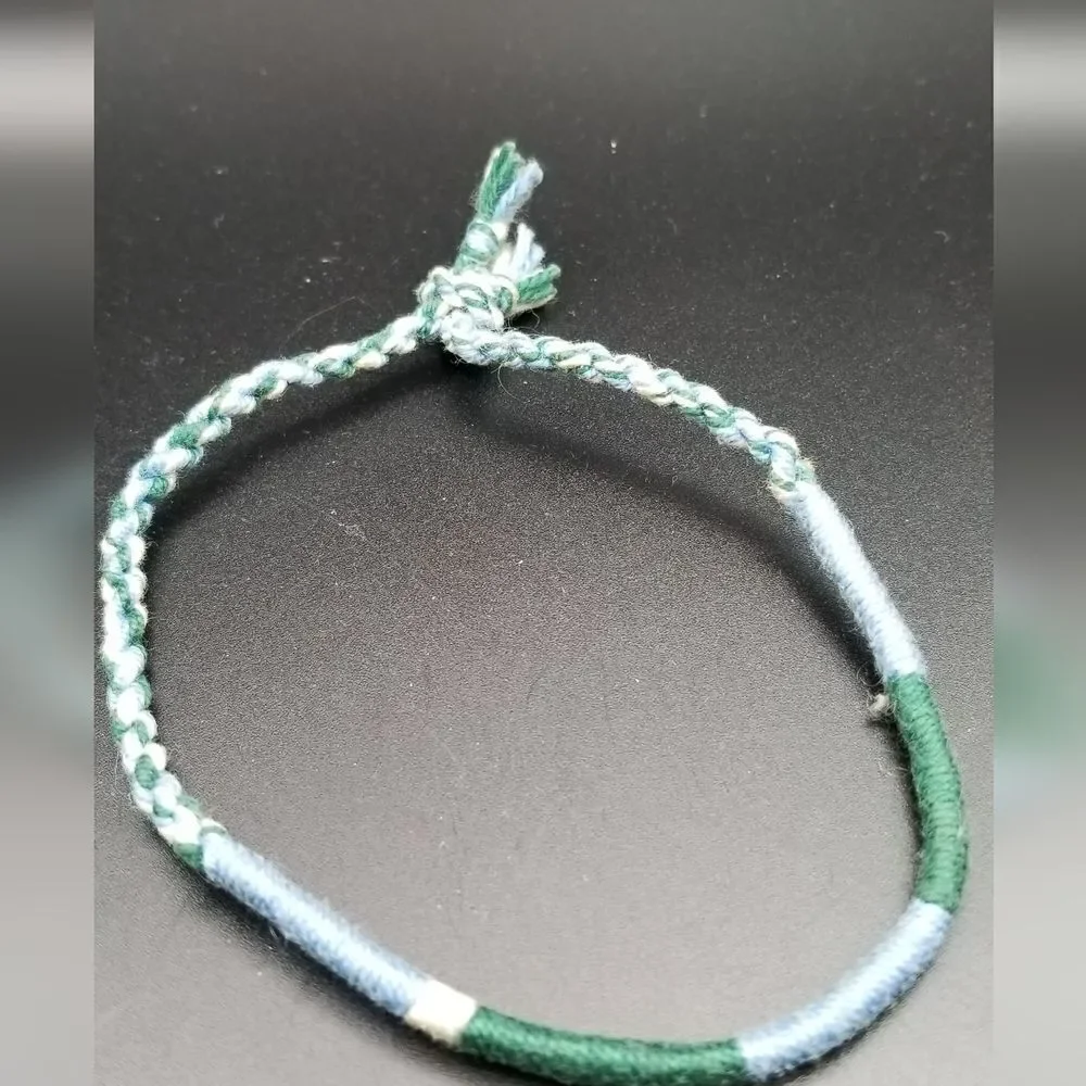 Light green and sky blue braided bracelet minimalist jewelry. B606